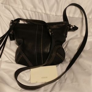 Black leather Coach crossbody with dustbag